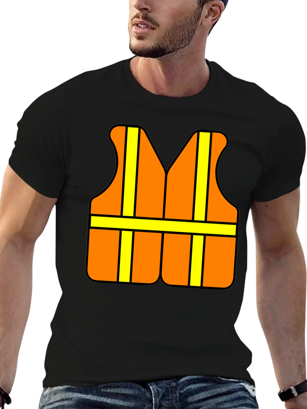 Funny Construction Worker Safety Vest Graphic T-Shirt