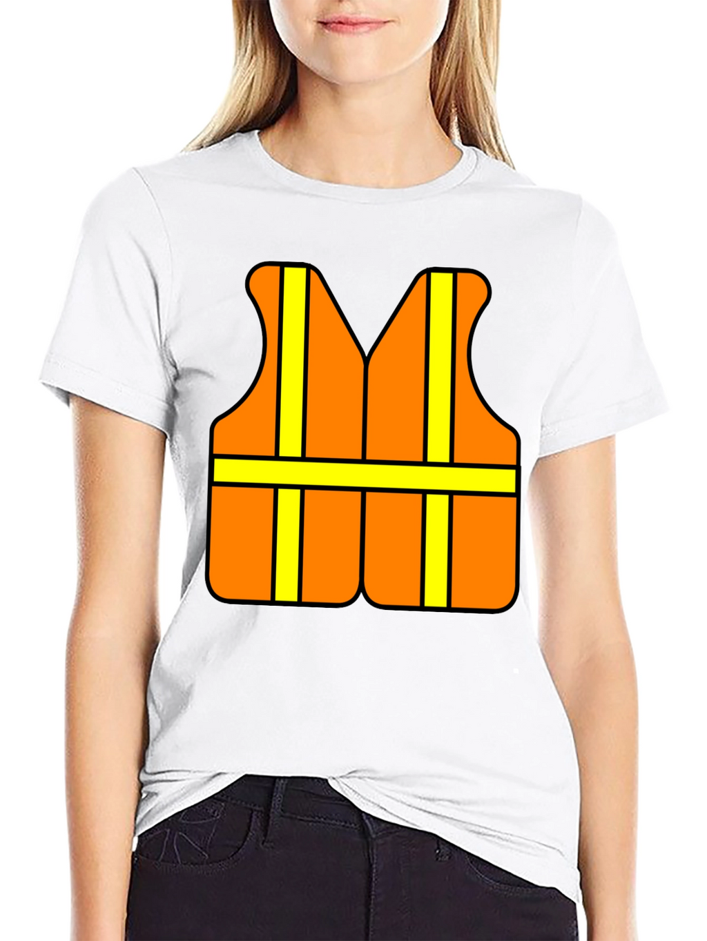 Funny Construction Worker Safety Vest Graphic T-Shirt