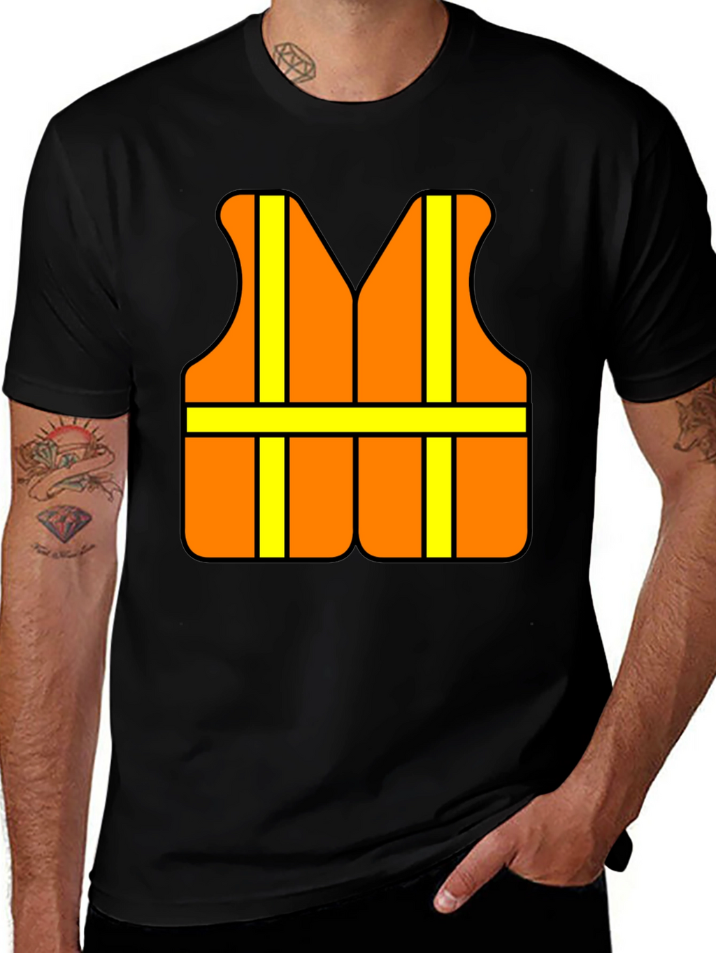 Funny Construction Worker Safety Vest Graphic T-Shirt