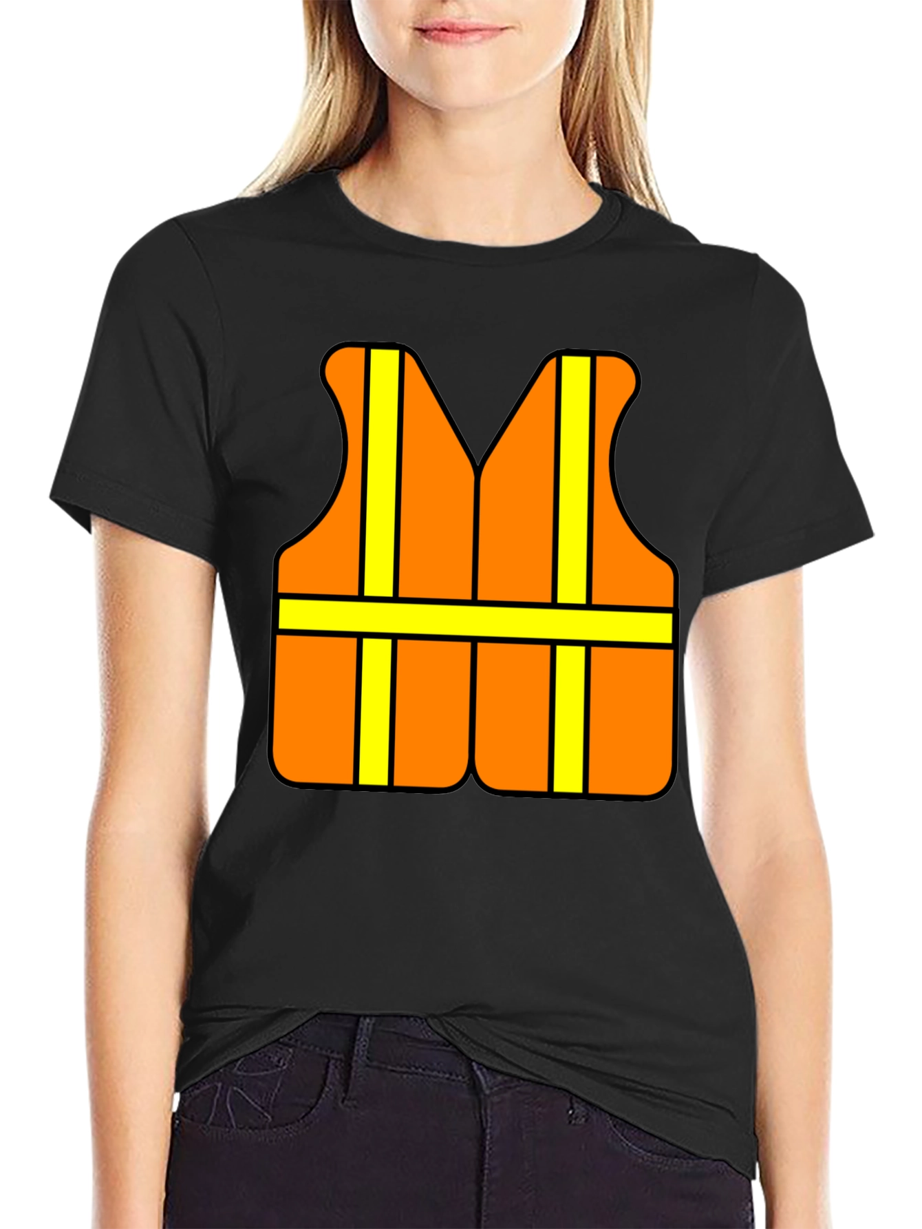 Funny Construction Worker Safety Vest Graphic T-Shirt