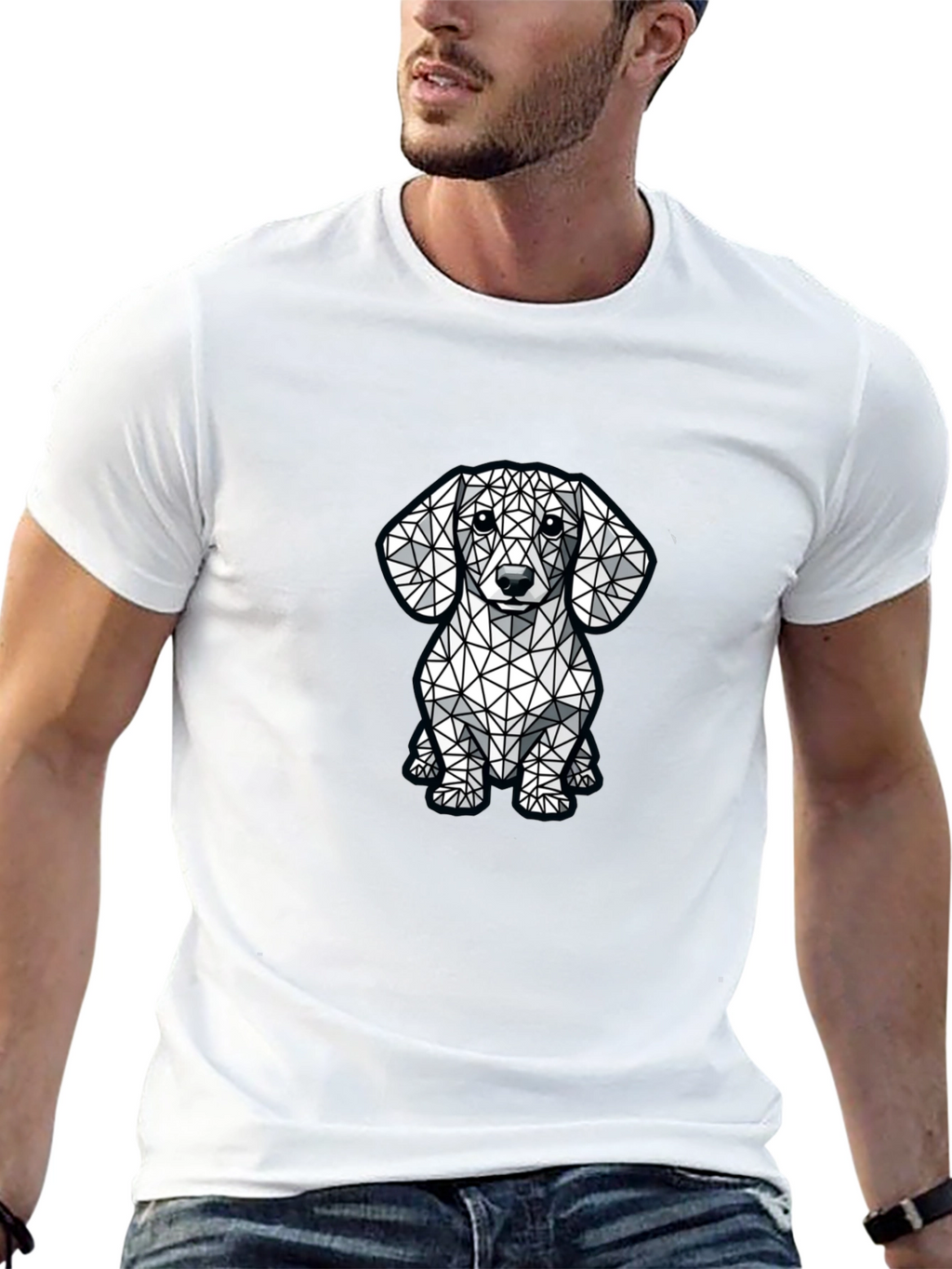 Geometric Dachshund Graphic Tee - Modern Dog Lovers Shirt