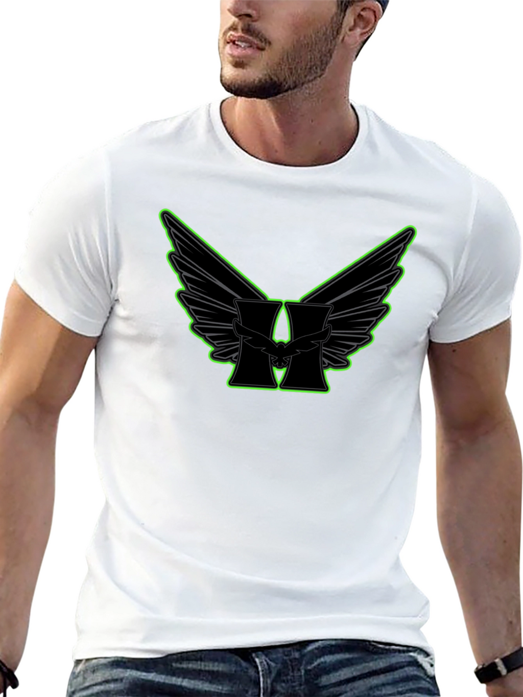 Winged H Graphic Black T-Shirt