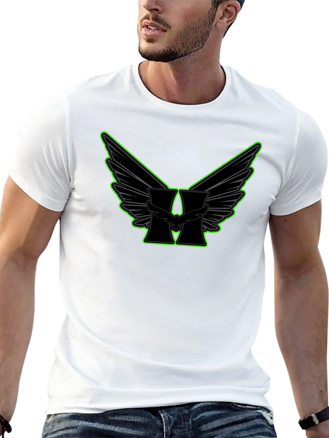Winged H Graphic Black T-Shirt