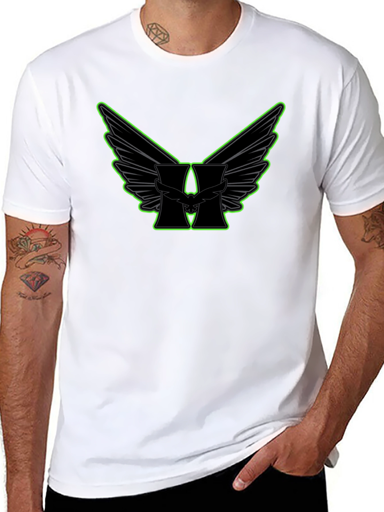 Winged H Graphic Black T-Shirt