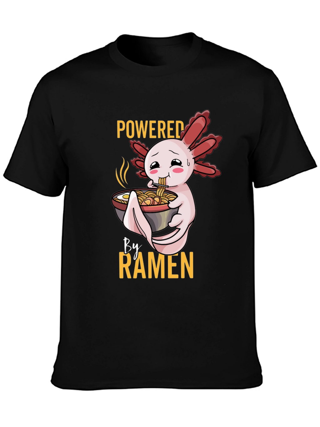 Powered by Ramen Axolotl Black T-Shirt