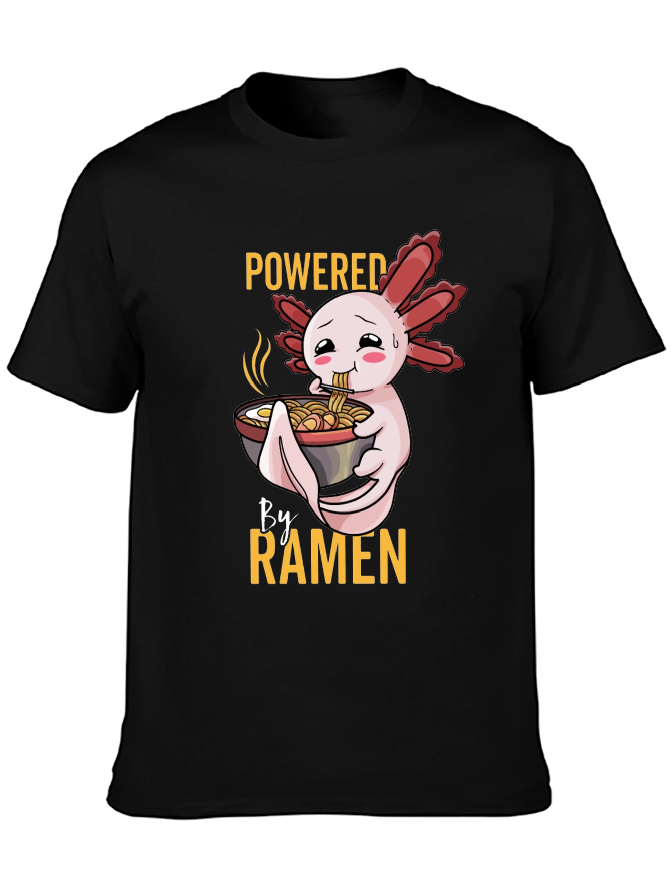 Powered by Ramen Axolotl Black T-Shirt
