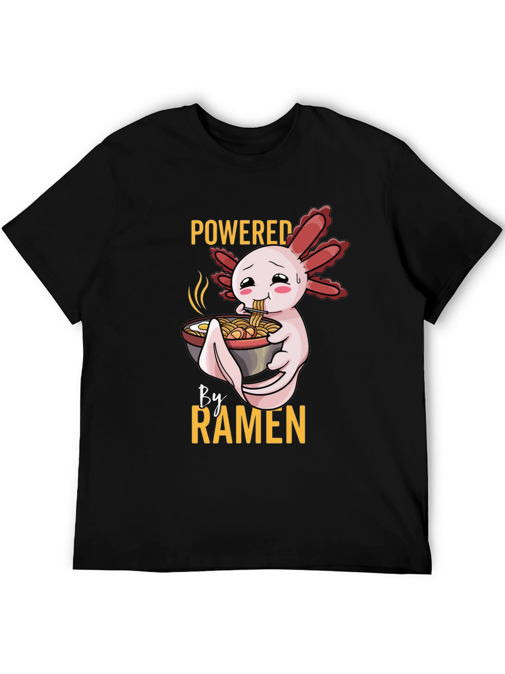 Powered by Ramen Axolotl Black T-Shirt