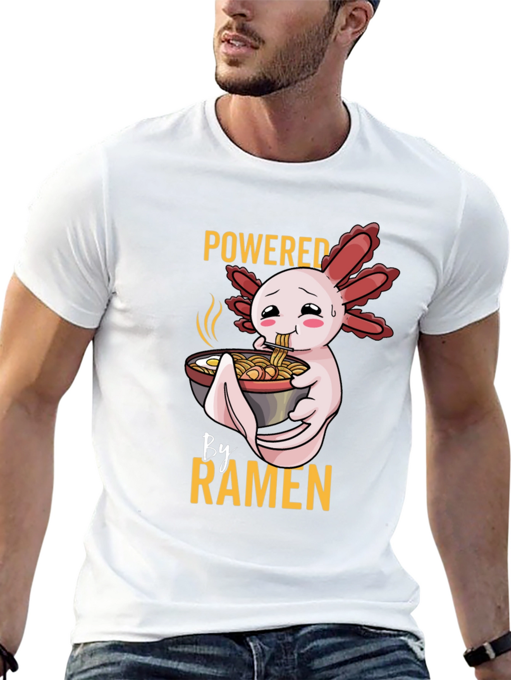 Powered by Ramen Axolotl Black T-Shirt