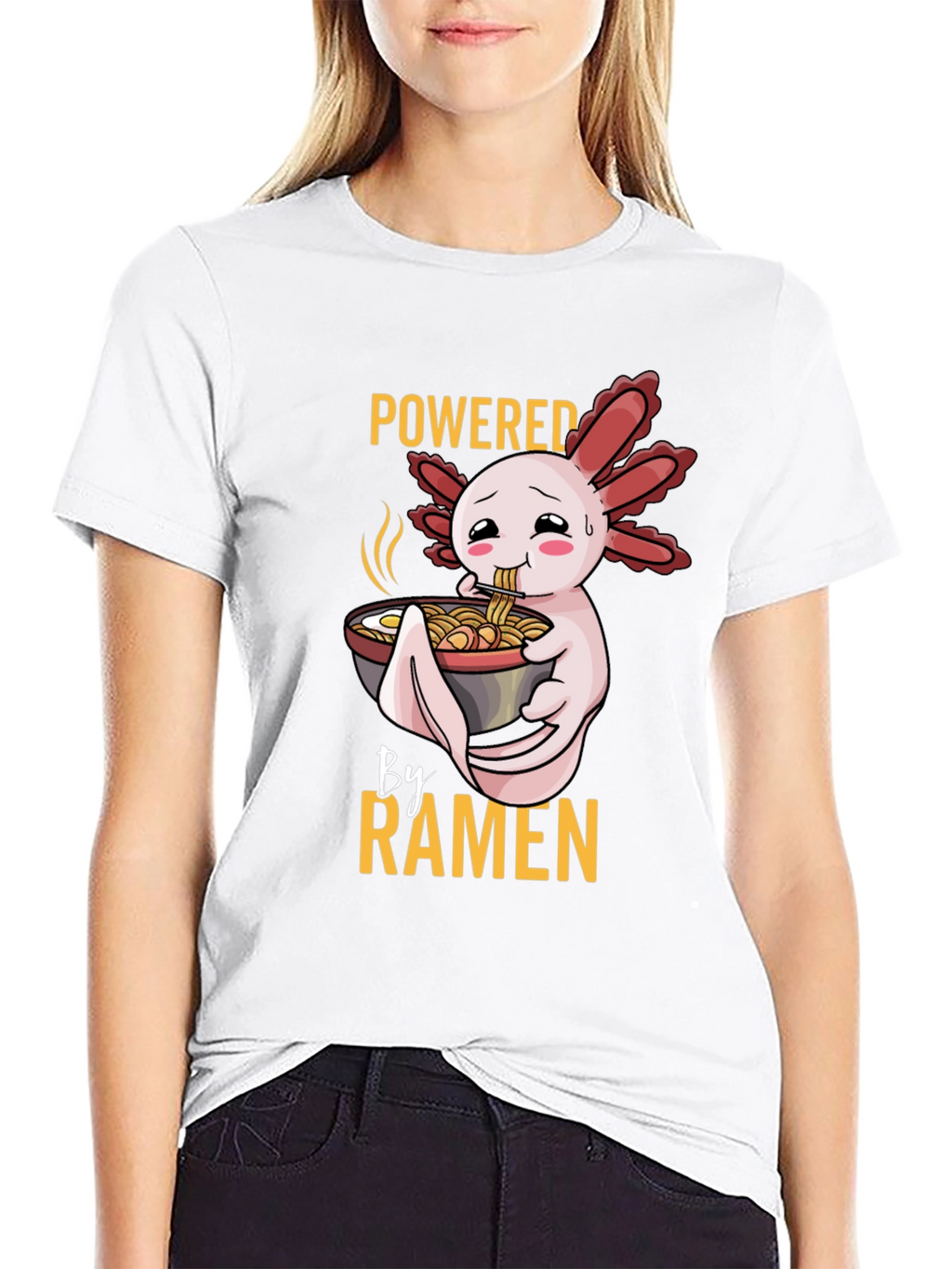Powered by Ramen Axolotl Black T-Shirt