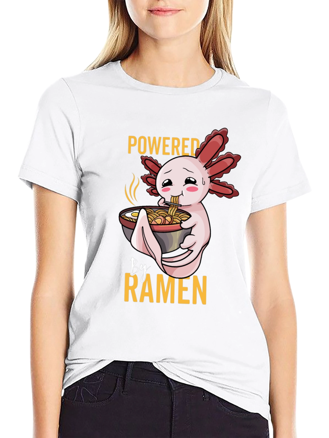 Powered by Ramen Axolotl Black T-Shirt