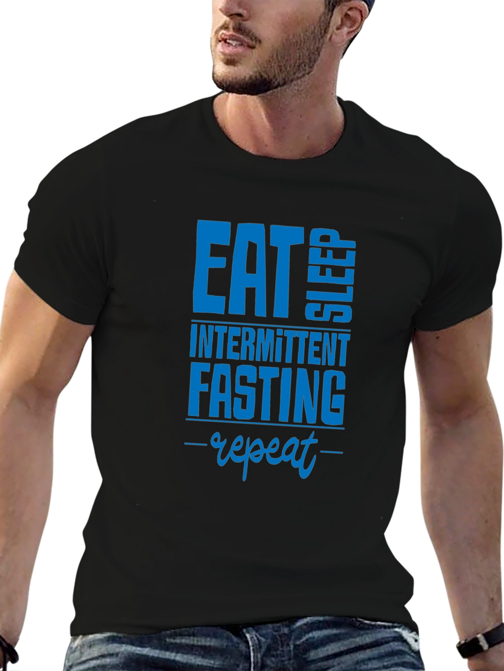 Eat Sleep Intermittent Fasting Repeat Black T-Shirt