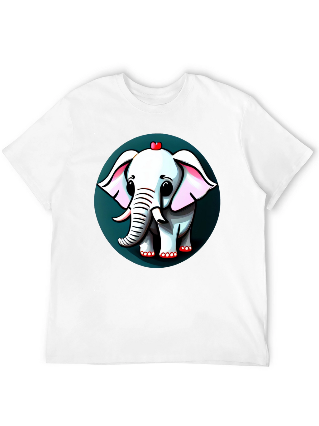 Cute Elephant Cartoon Graphic Tee - Black