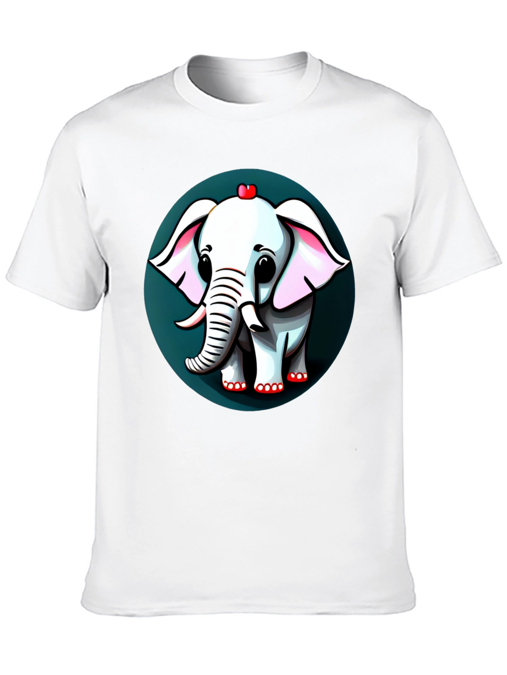 Cute Elephant Cartoon Graphic Tee - Black