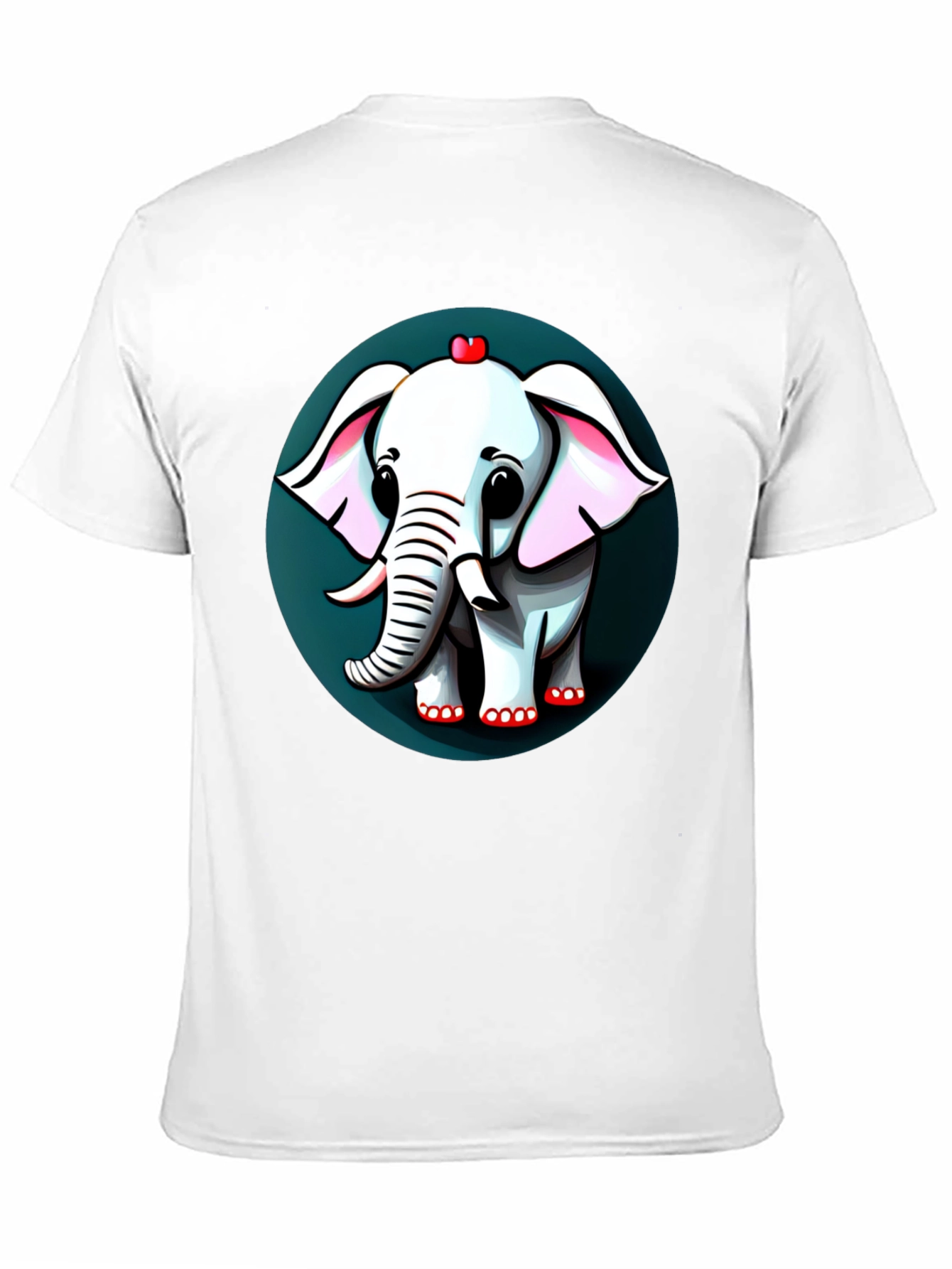 Cute Elephant Cartoon Graphic Tee - Black