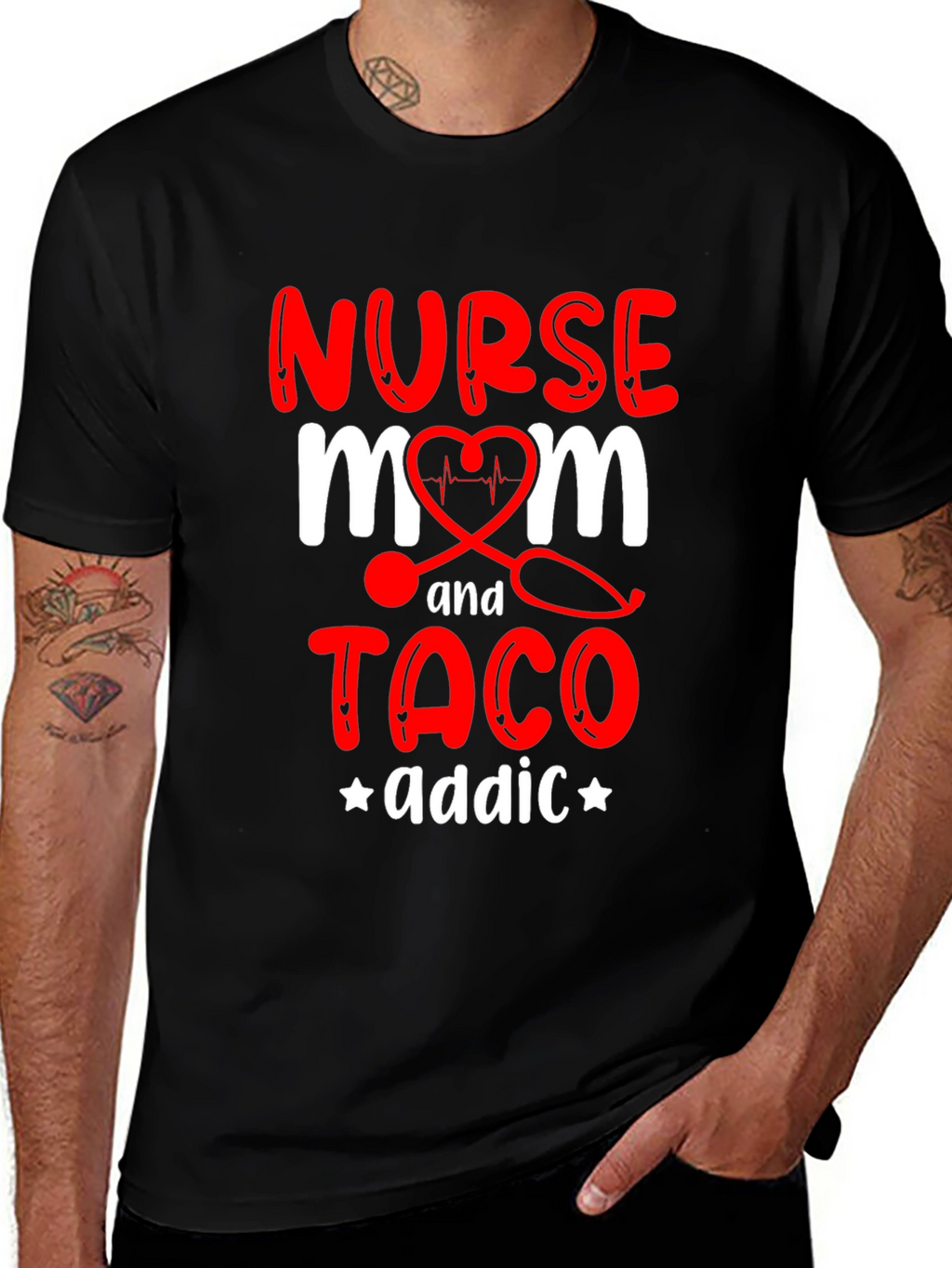 Nurse Mom Taco Addict Graphic T-Shirt
