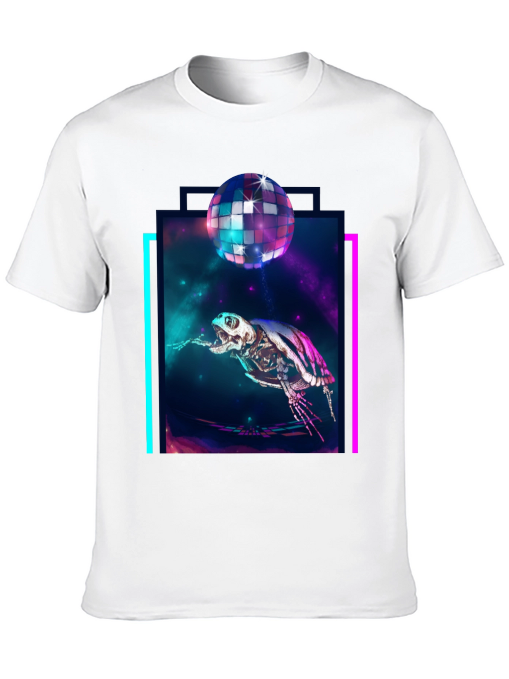 Cosmic Turtle Skeleton Disco Party T-Shirt
