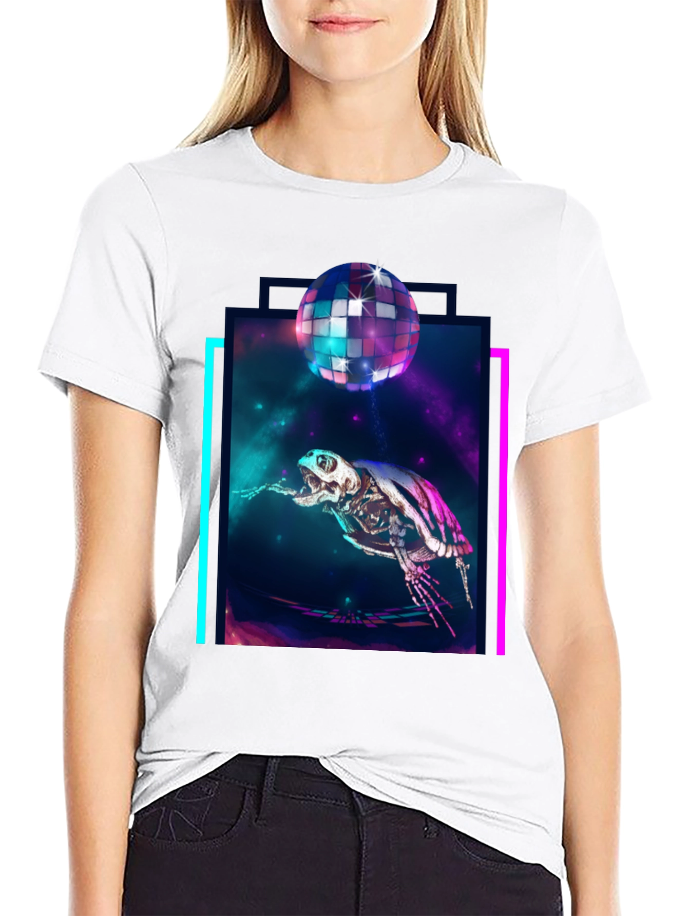 Cosmic Turtle Skeleton Disco Party T-Shirt