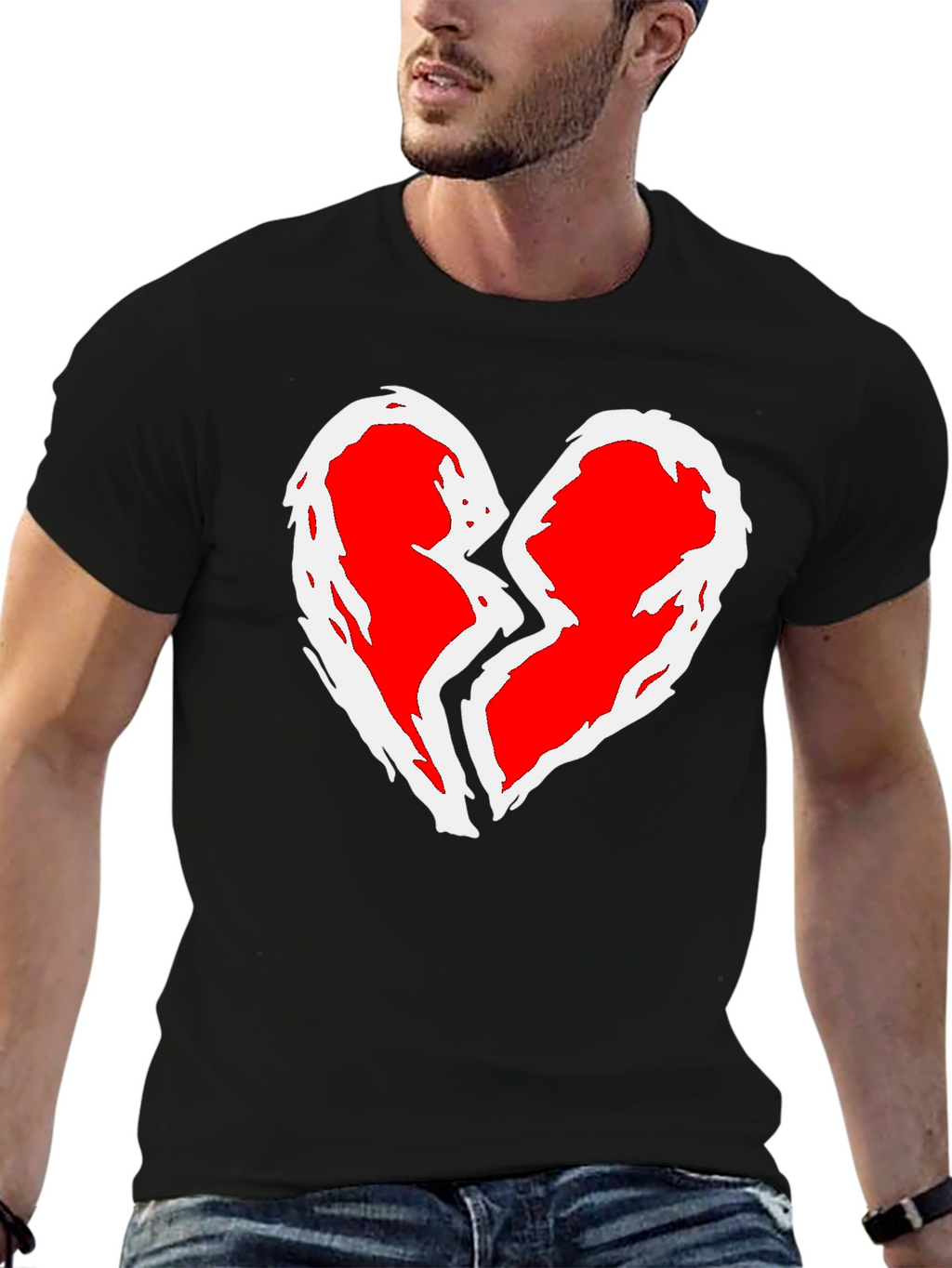 Broken Heart Graphic T-Shirt - Black Cotton Tee