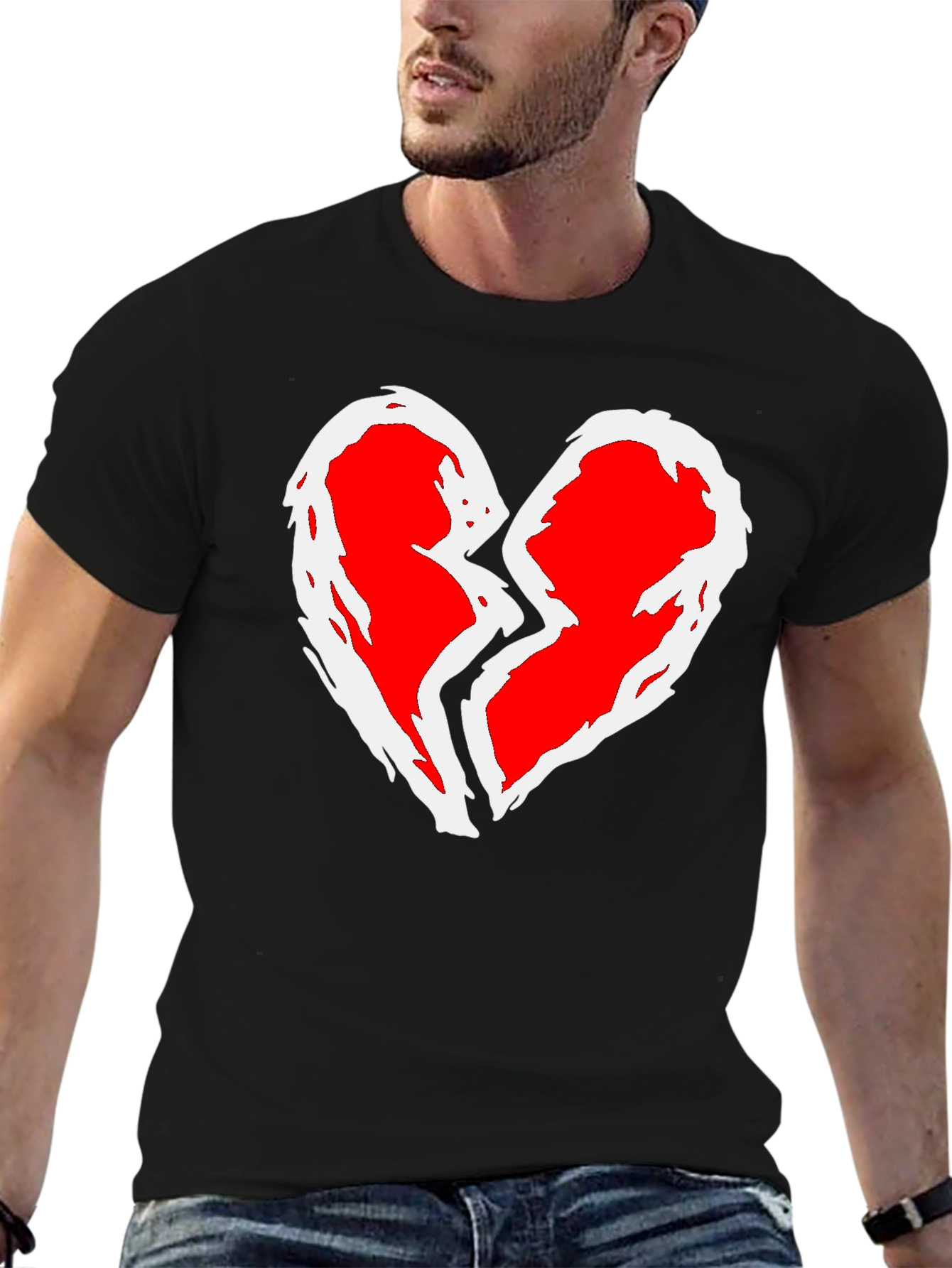 Broken Heart Graphic T-Shirt - Black Cotton Tee