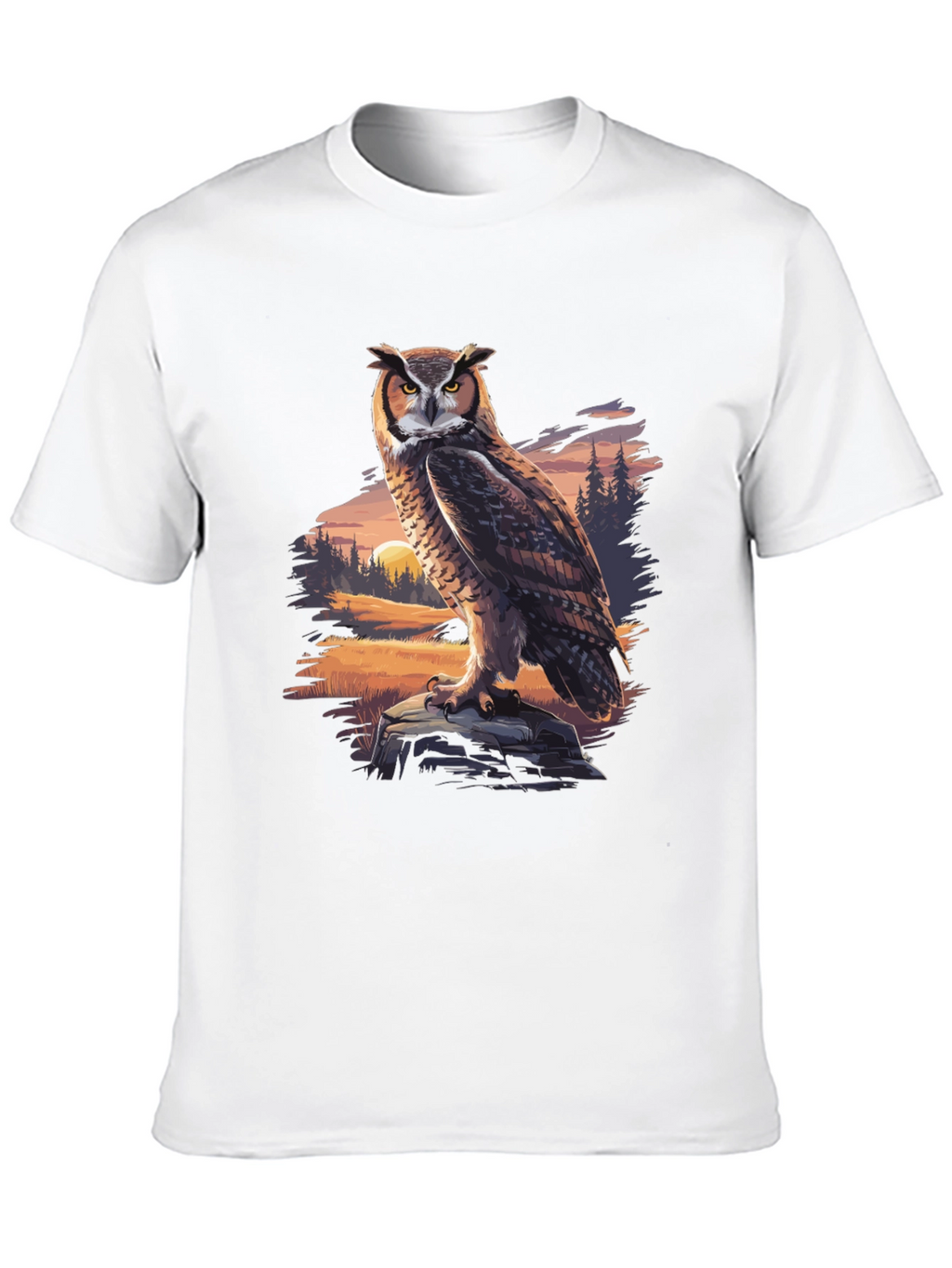 Owl Graphic Tee - Nature Print Black T-Shirt