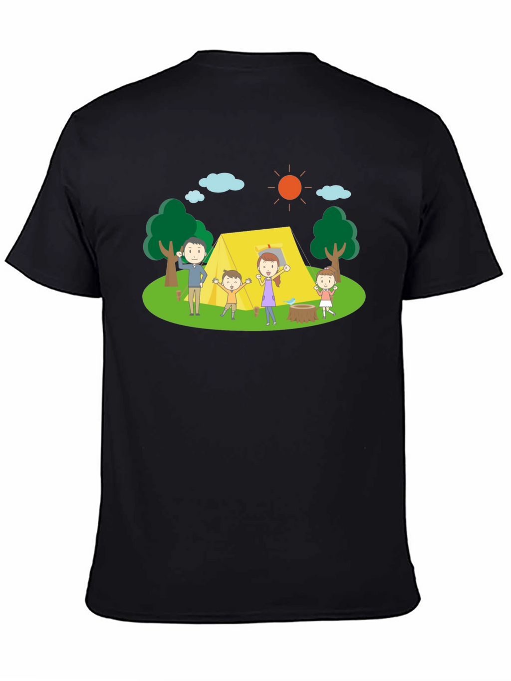 Camping Family Graphic Tee - Black