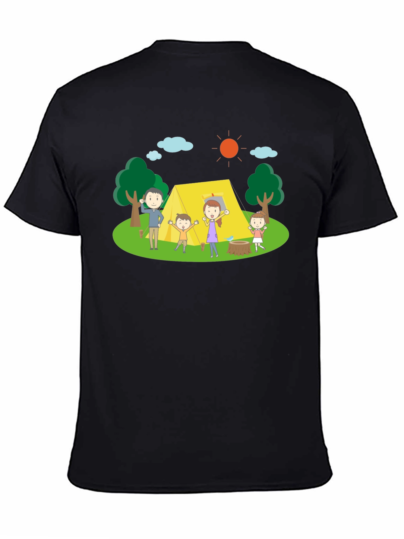 Camping Family Graphic Tee - Black