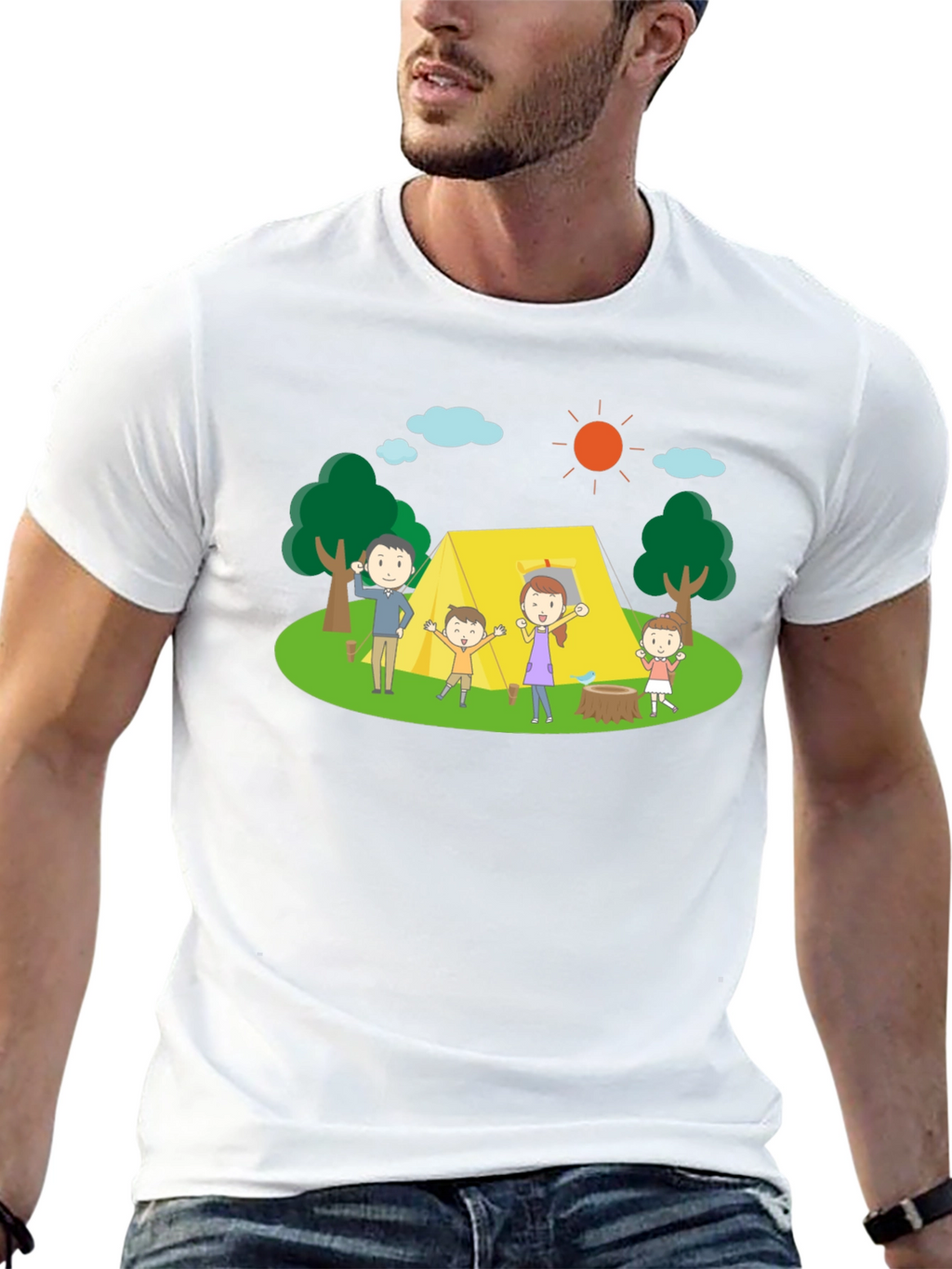 Camping Family Graphic Tee - Black