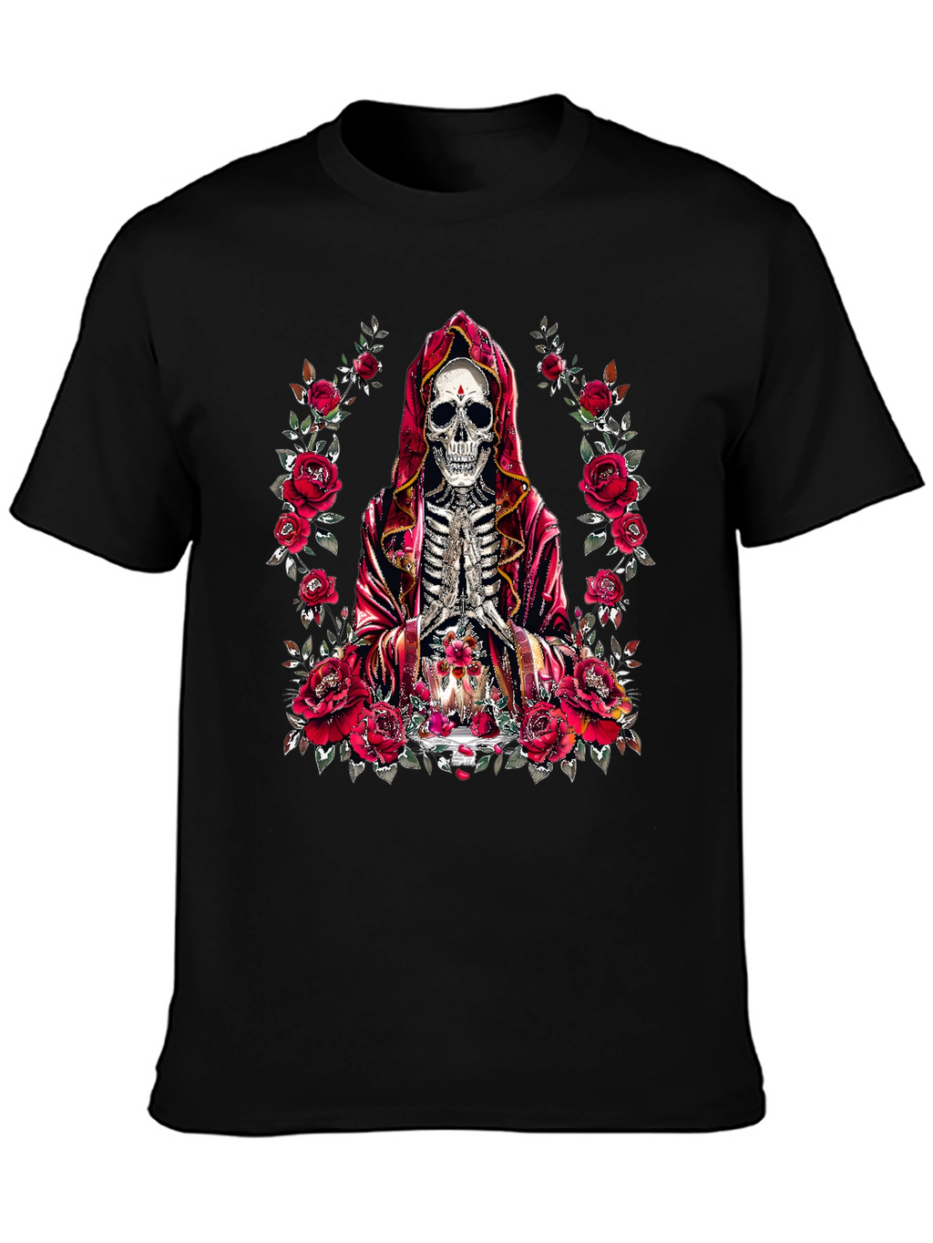 Rose & Skull Graphic T-Shirt - Gothic Style