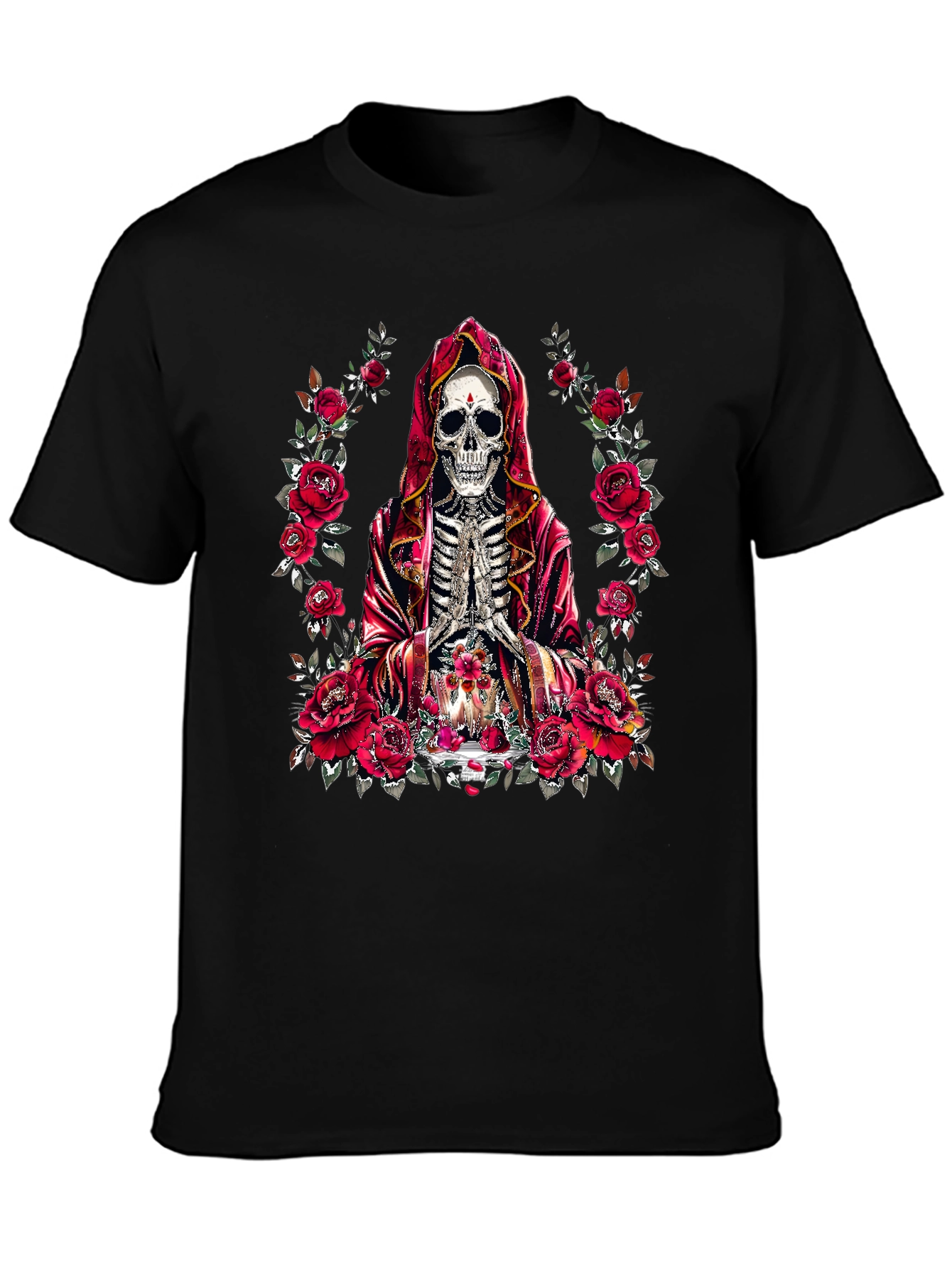 Rose & Skull Graphic T-Shirt - Gothic Style