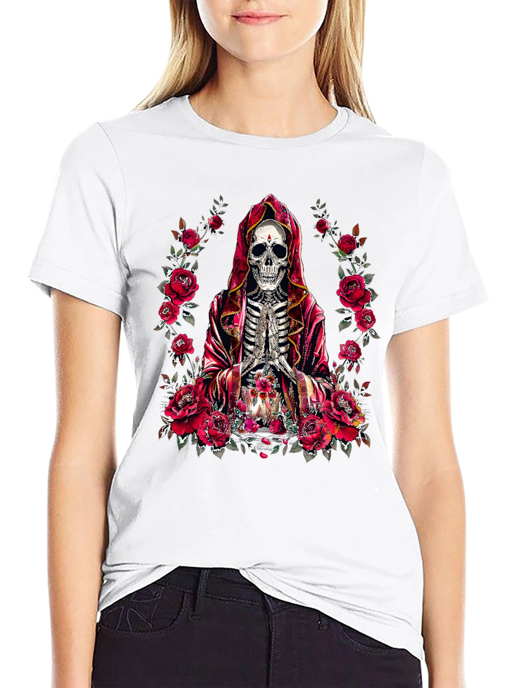 Rose & Skull Graphic T-Shirt - Gothic Style