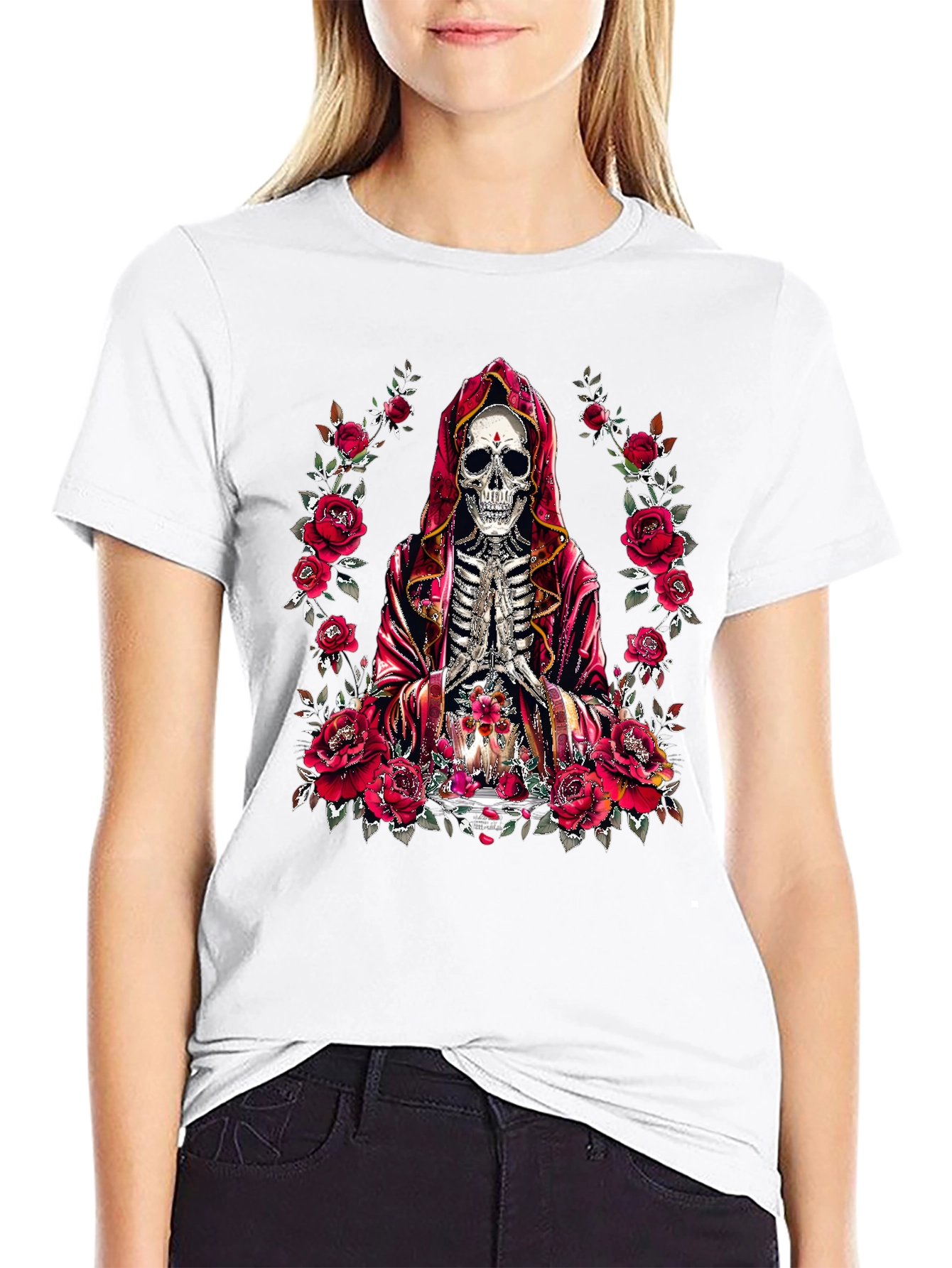 Rose & Skull Graphic T-Shirt - Gothic Style