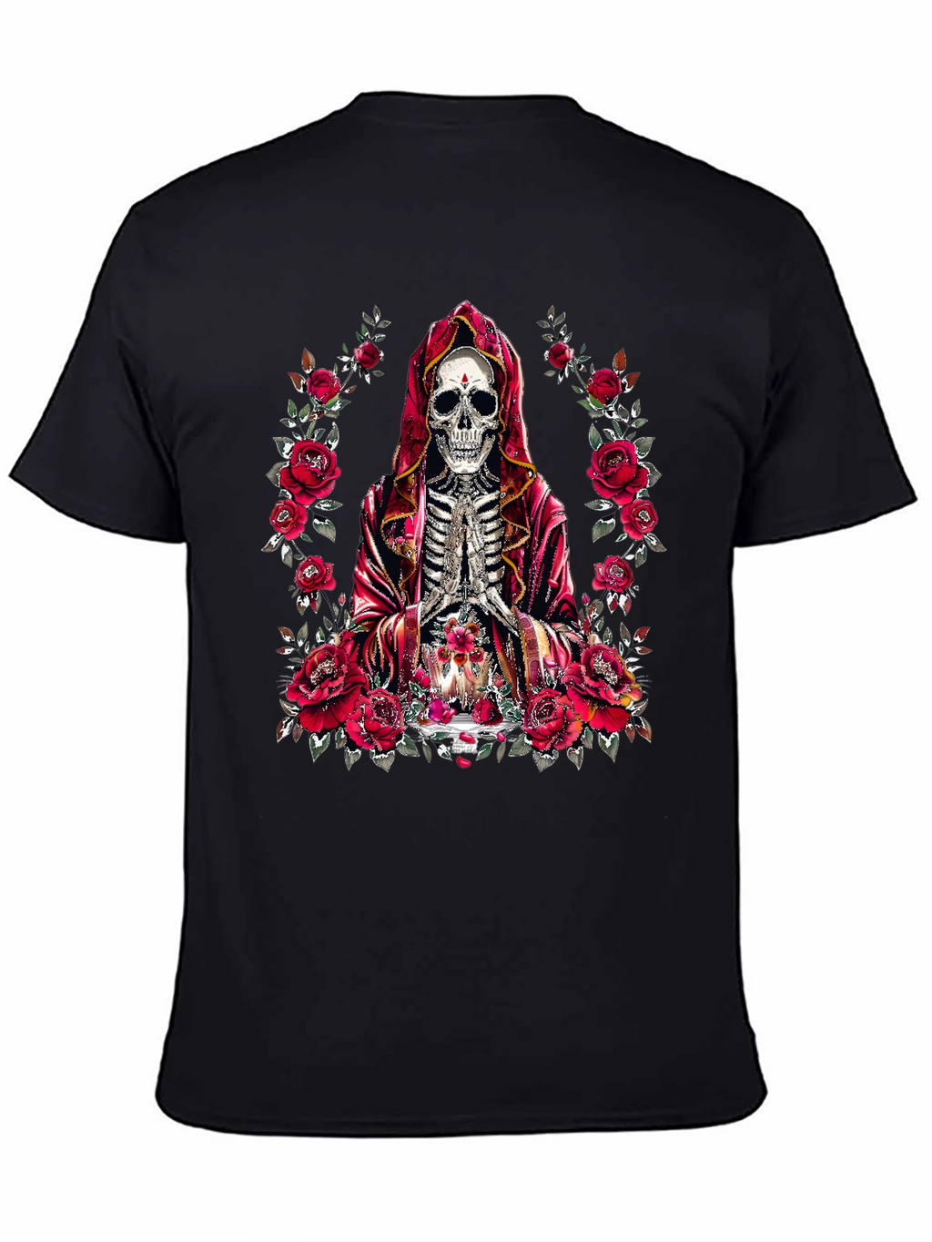 Rose & Skull Graphic T-Shirt - Gothic Style