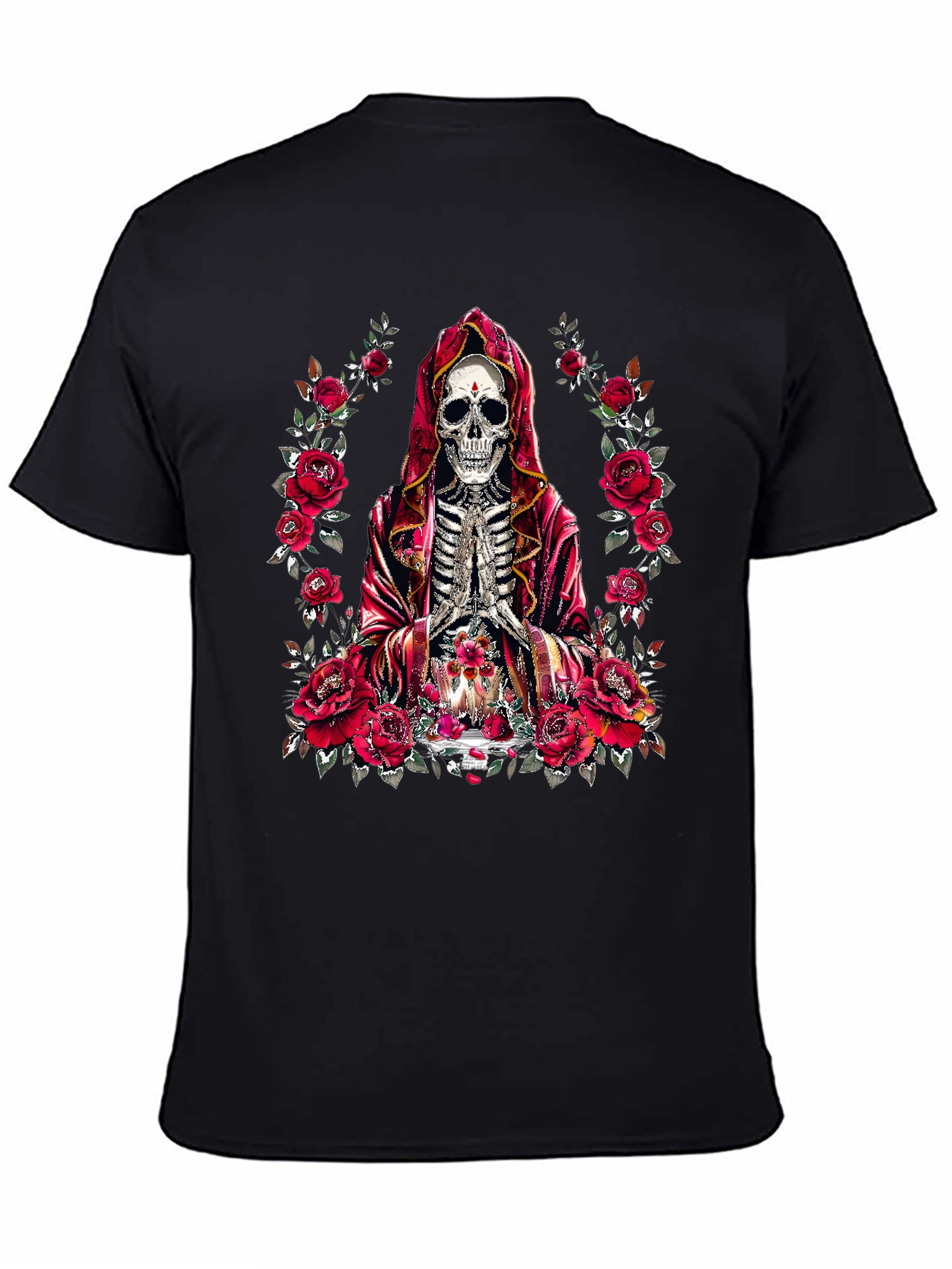 Rose & Skull Graphic T-Shirt - Gothic Style
