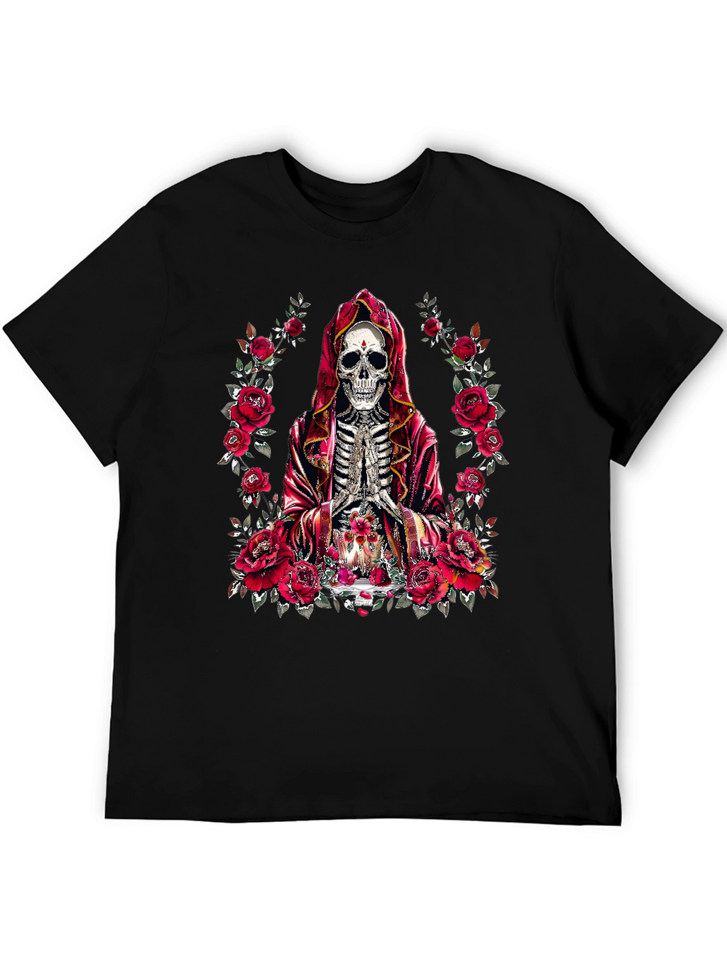 Rose & Skull Graphic T-Shirt - Gothic Style