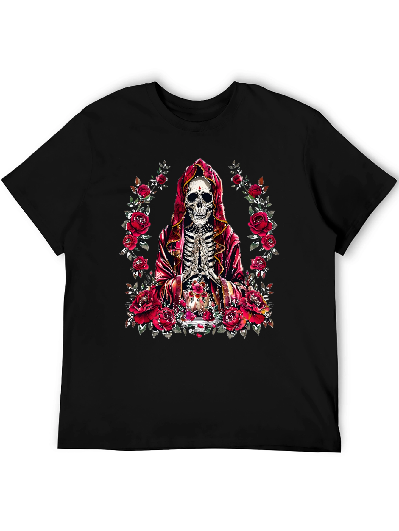 Rose & Skull Graphic T-Shirt - Gothic Style