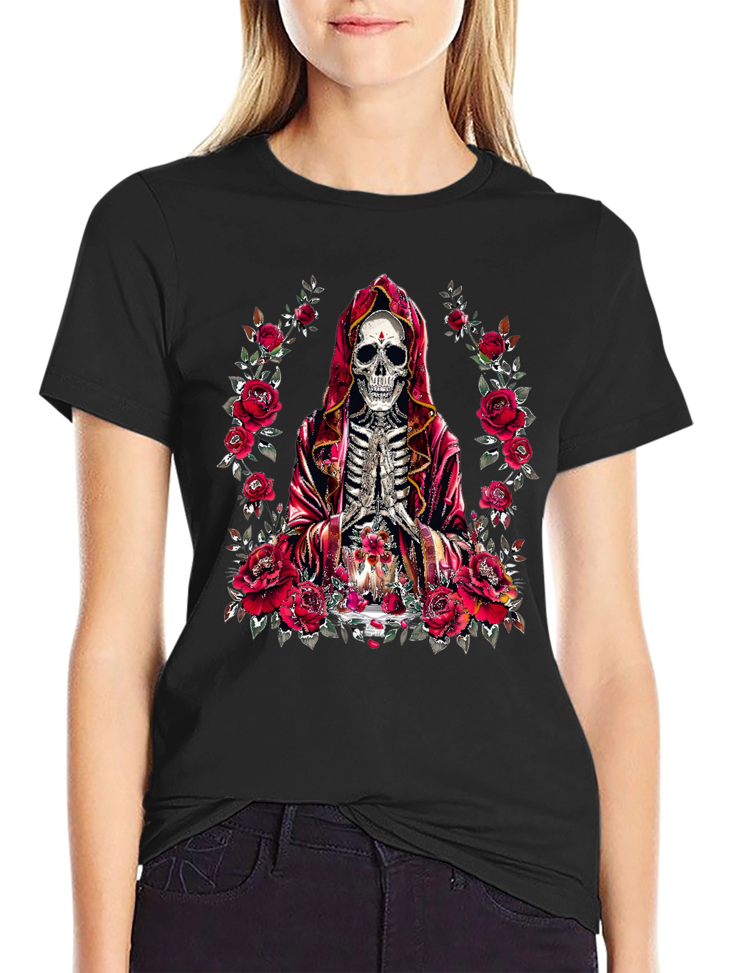 Rose & Skull Graphic T-Shirt - Gothic Style