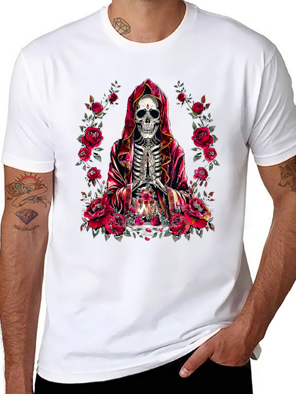 Rose & Skull Graphic T-Shirt - Gothic Style
