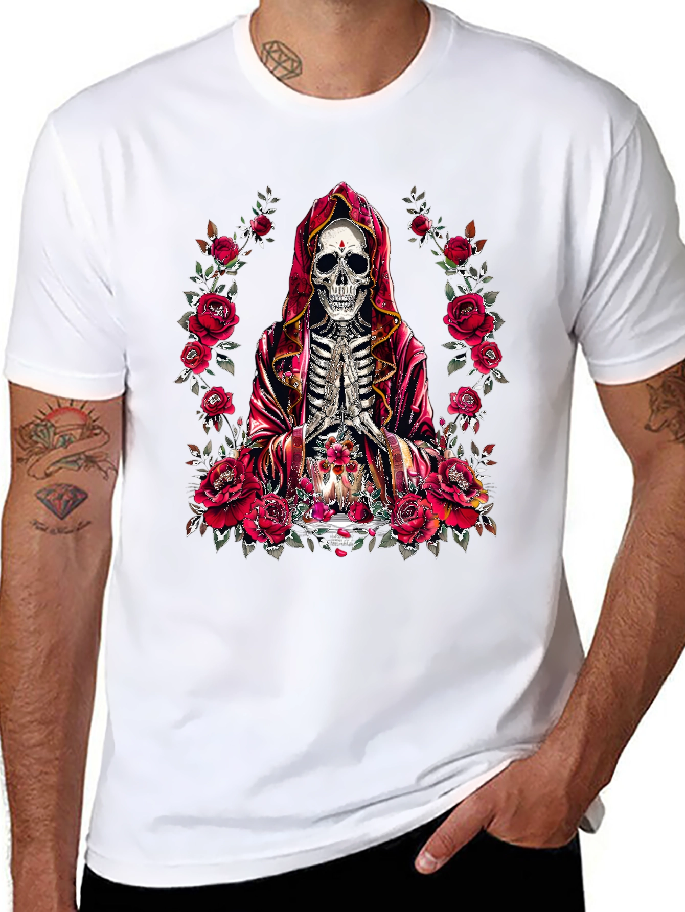 Rose & Skull Graphic T-Shirt - Gothic Style