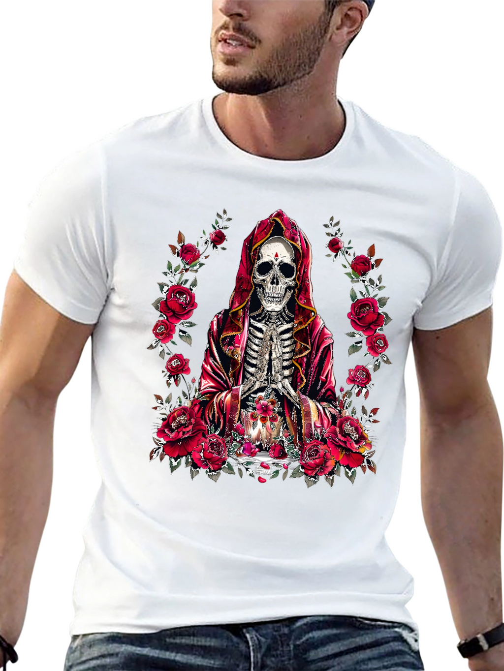 Rose & Skull Graphic T-Shirt - Gothic Style