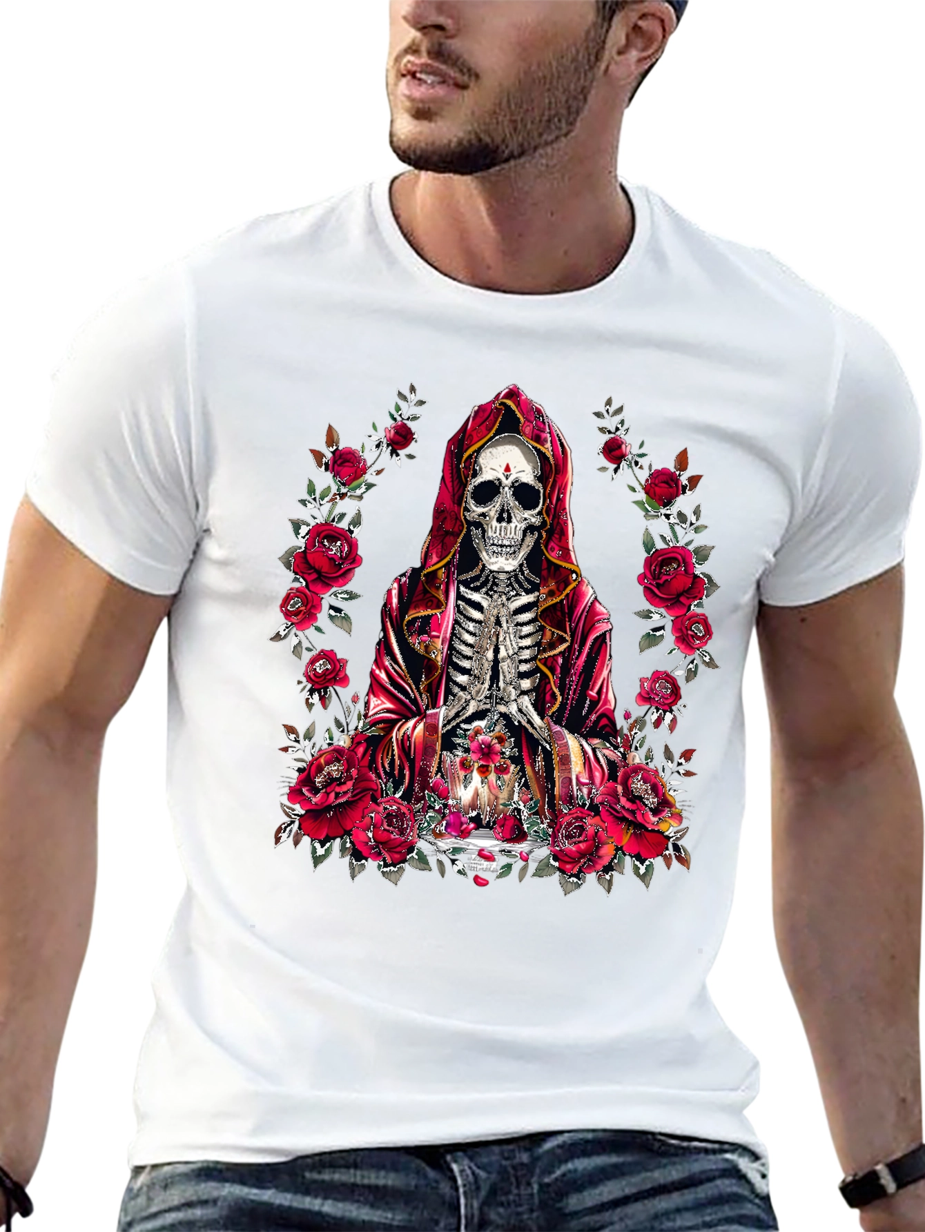 Rose & Skull Graphic T-Shirt - Gothic Style