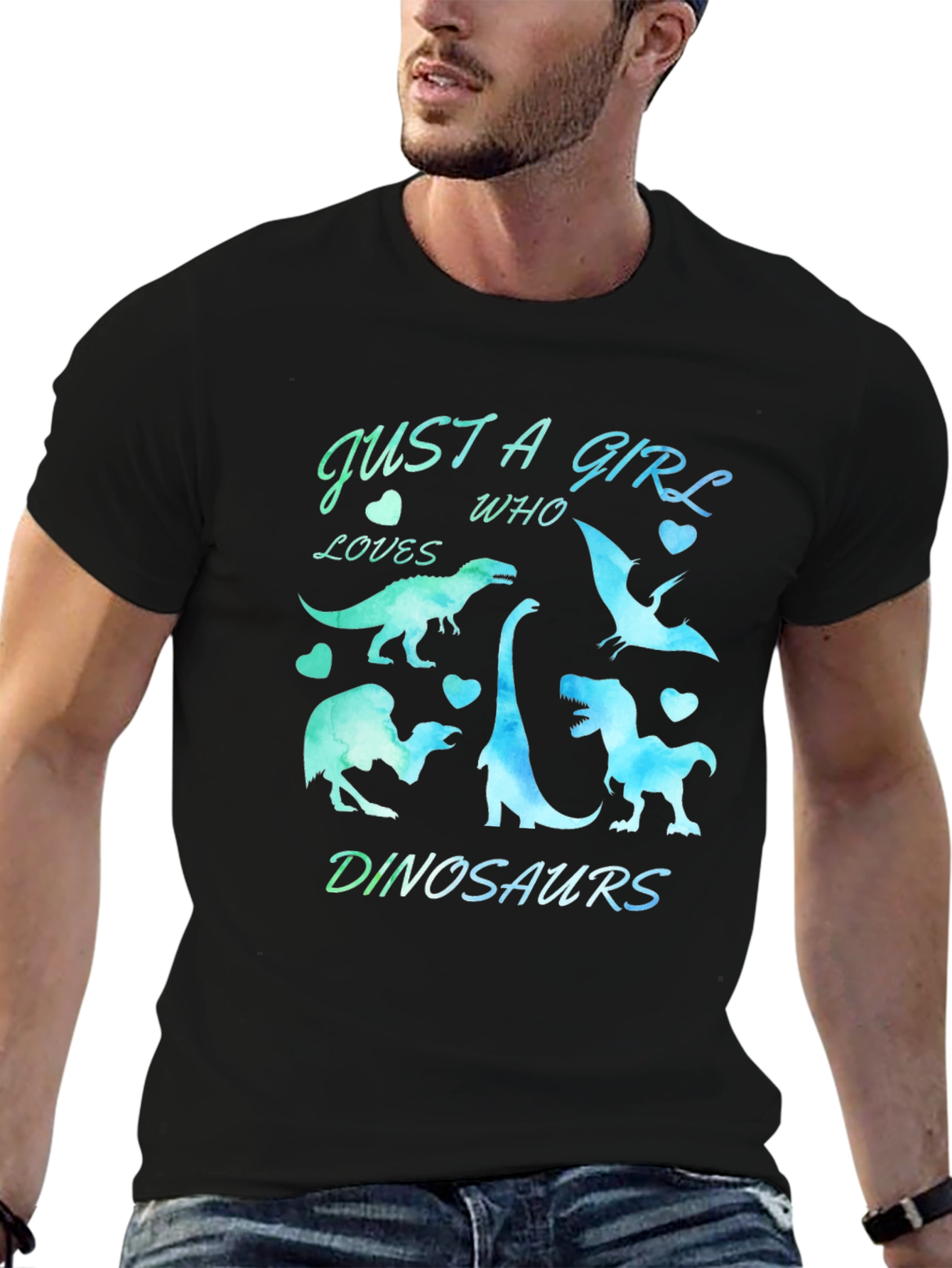 Girl Loves Dinosaurs Graphic Tee - Trendy Dinosaur Shirt