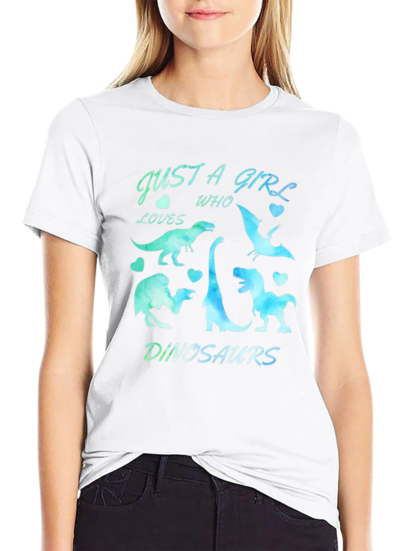 Girl Loves Dinosaurs Graphic Tee - Trendy Dinosaur Shirt