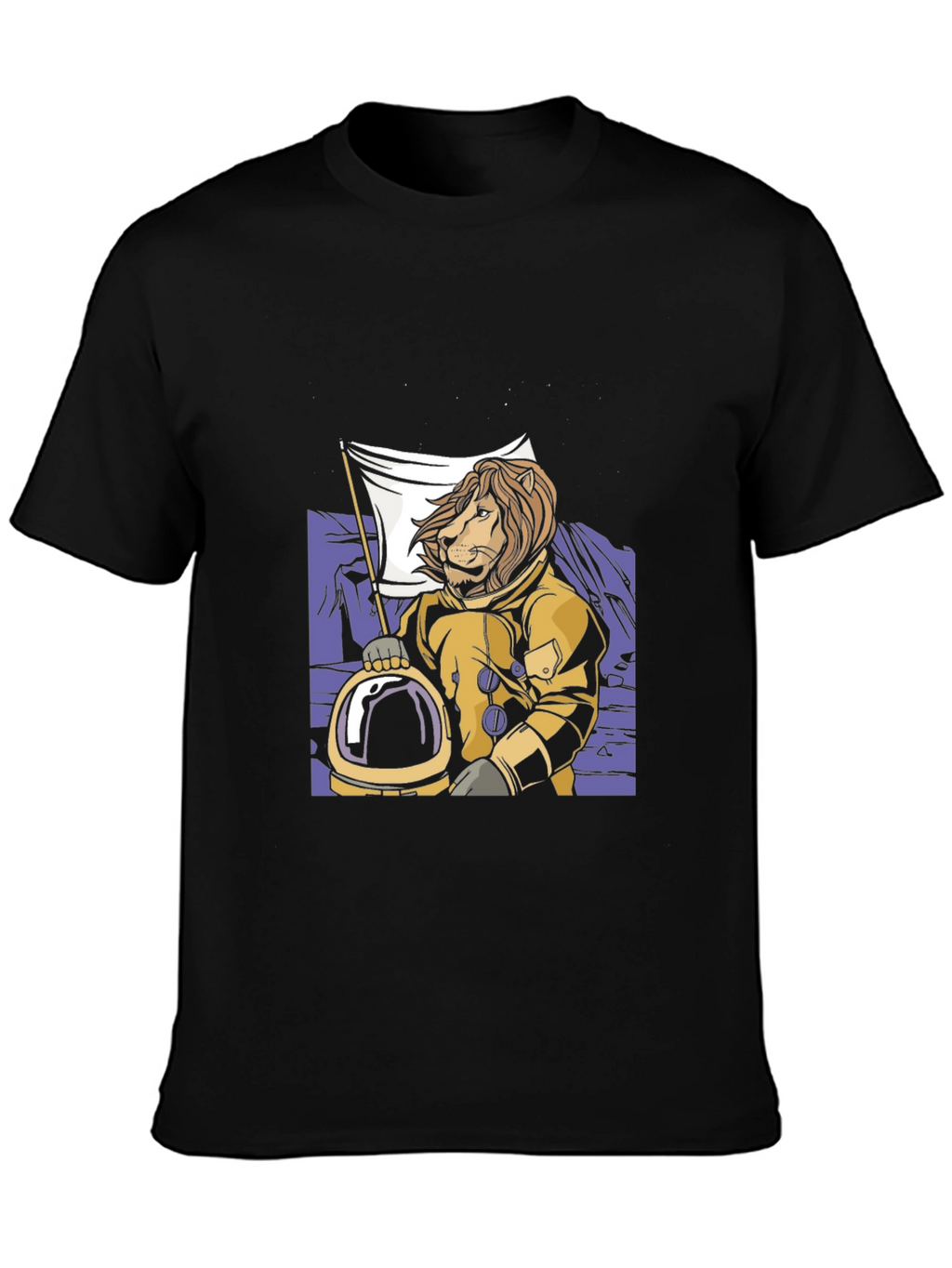 Lion Astronaut Graphic T-Shirt - Black