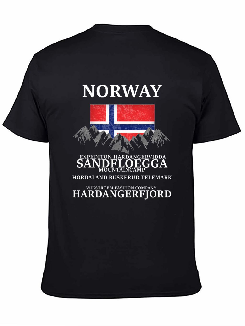 Norway Mountain Graphic Black T-Shirt