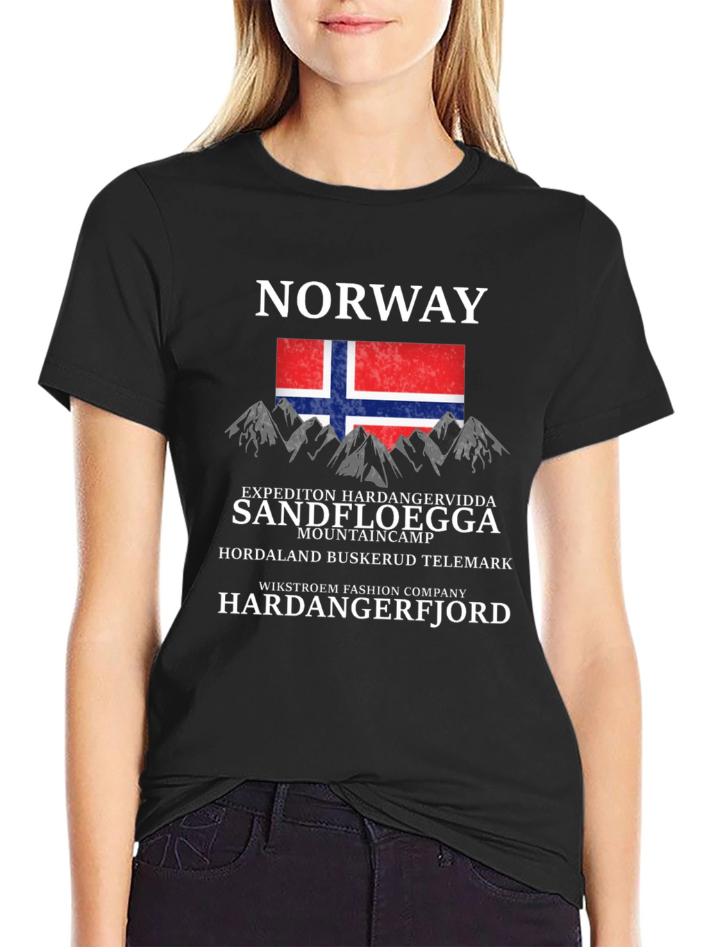 Norway Mountain Graphic Black T-Shirt