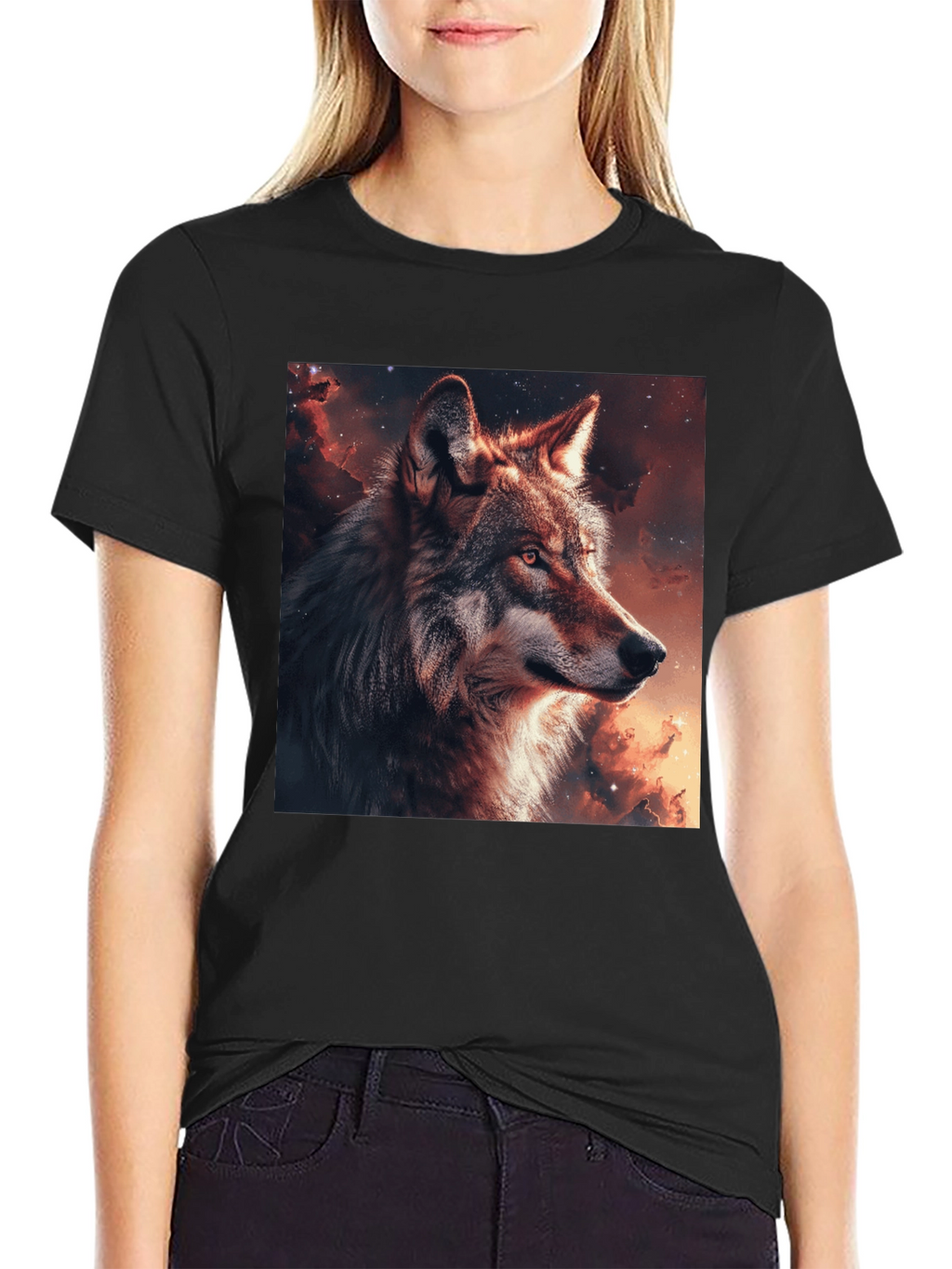 Wolf Galaxy Graphic T-Shirt - Mens Black Tee