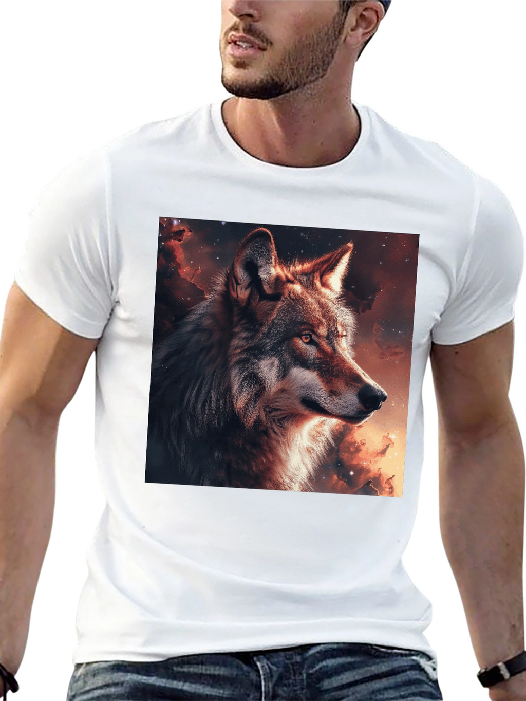 Wolf Galaxy Graphic T-Shirt - Mens Black Tee