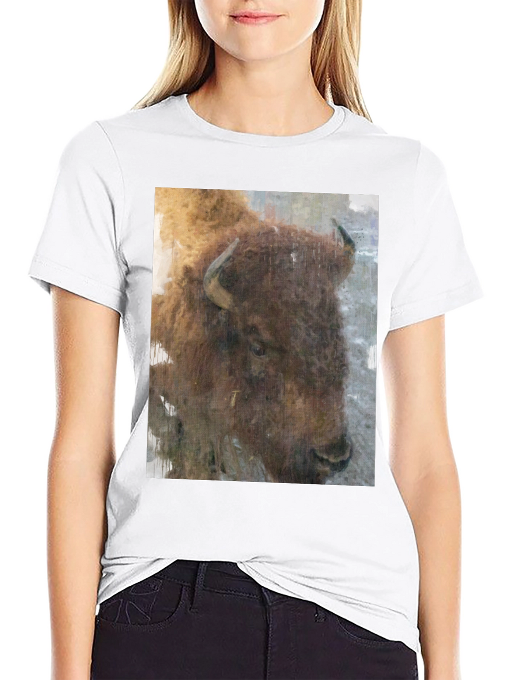 Bison Graphic Print Black T-Shirt