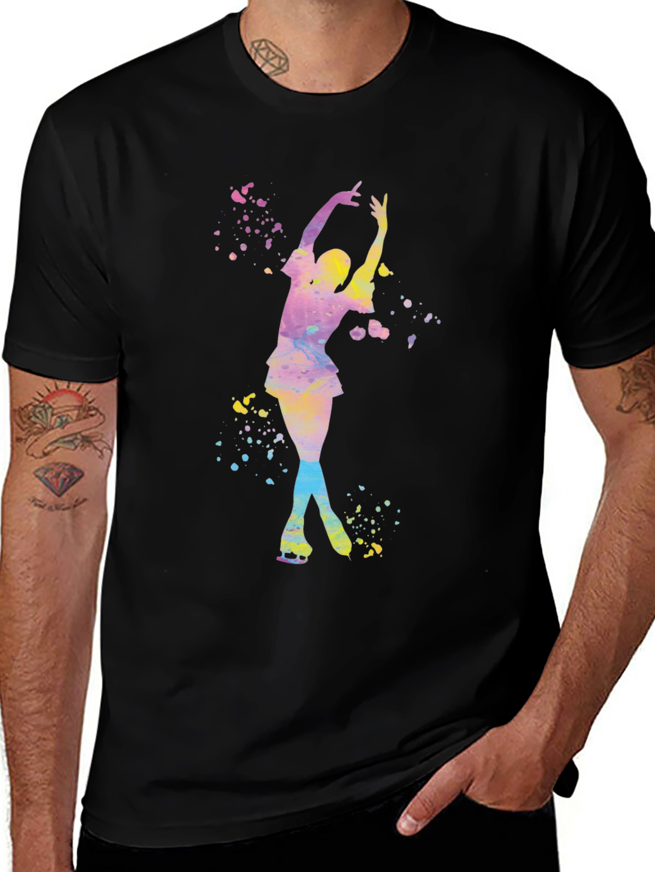 Figure Skater Watercolor Graphic T-Shirt