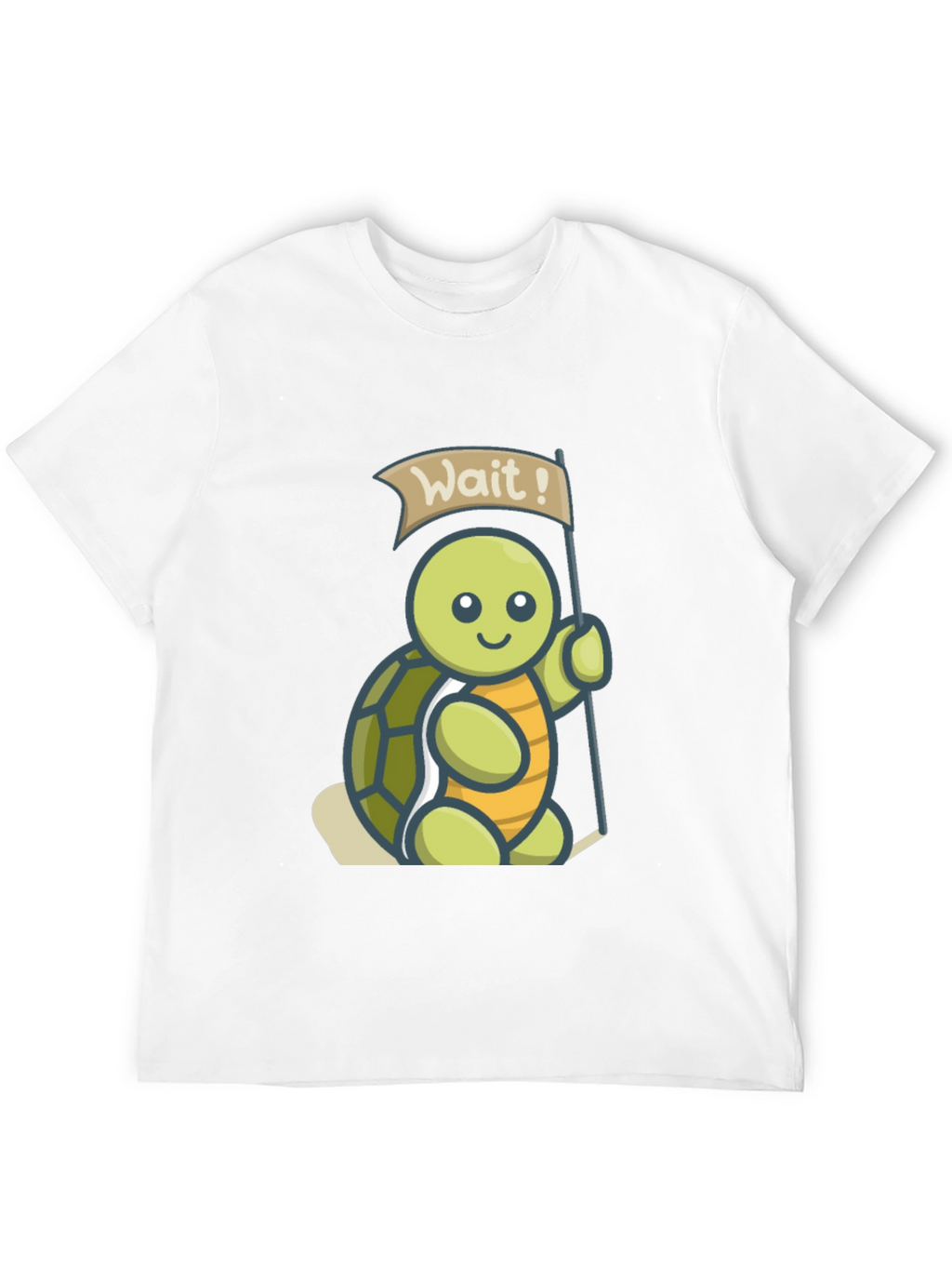 Cute Turtle Wait! Graphic Black T-Shirt